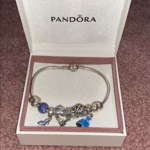Pandora Bracelet with 8 Cinderella themed charms